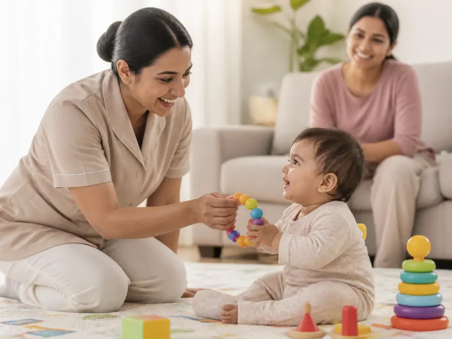 Evde bebek bakıcısı ve bebek