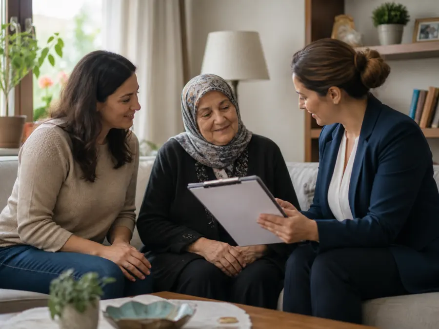 Aile ile yaşlı bakım planı görüşmesi